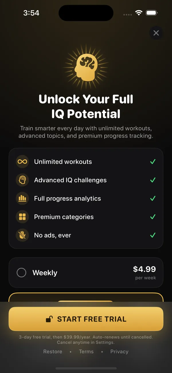 IQ Daily Pro subscription screen