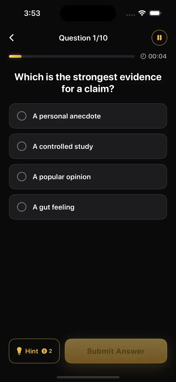 IQ Daily workout question with multiple choice answers